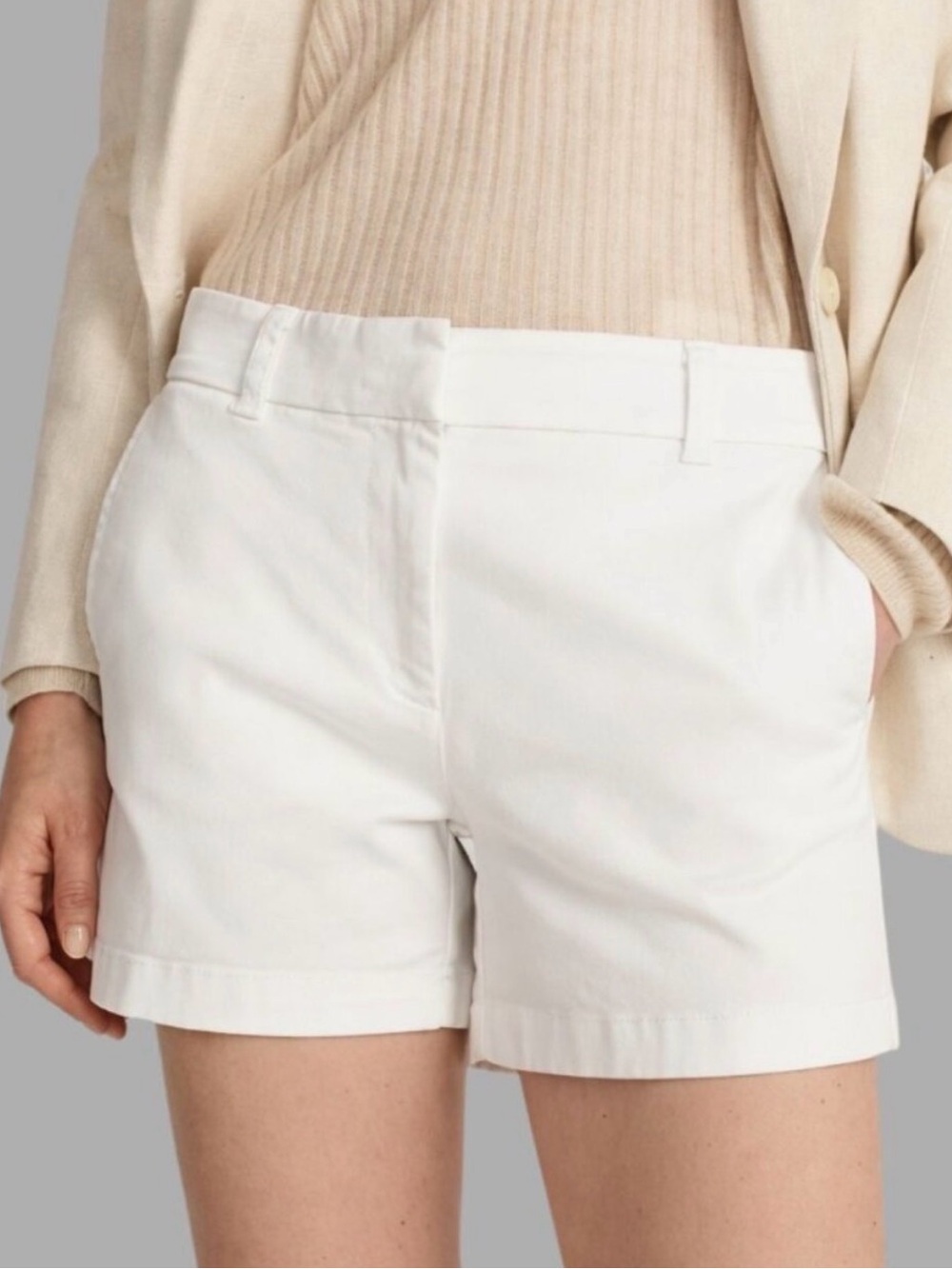 J. Crew Womens Chino Shorts in White with 4 “ Inch Inseam